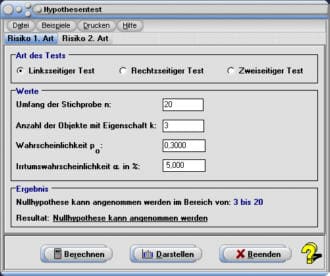 MathProf - Sicherheitswahrscheinlichkeit - Gerichtete Hypothesen - Prüfgröße - Entscheidungsregel - Erstellen - Linksseitiger Signifikanztest - Rechtsseitiger Hypothesentest - Linksseitiger Hypothesentest - Hypothesentests - Unterrichtsmaterial - Unterschiedshypothese - Veränderungshypothese - Berechnen - Rechner